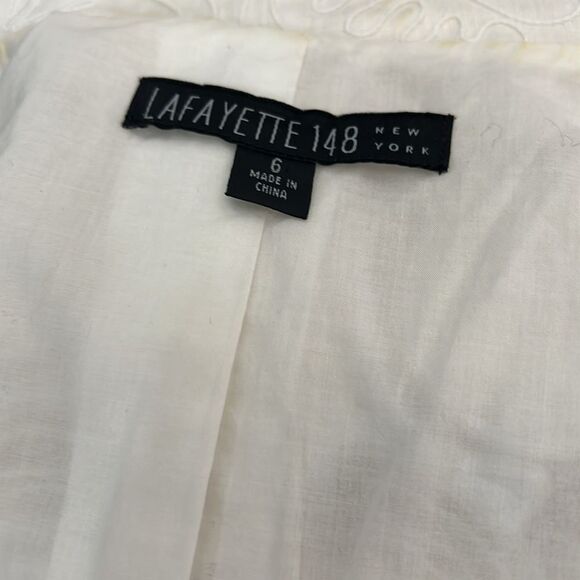 Lafayette 148 Jacket Elegant White Embroidered Women's Size 6 Embroidered Beaded - Picture 7 of 12